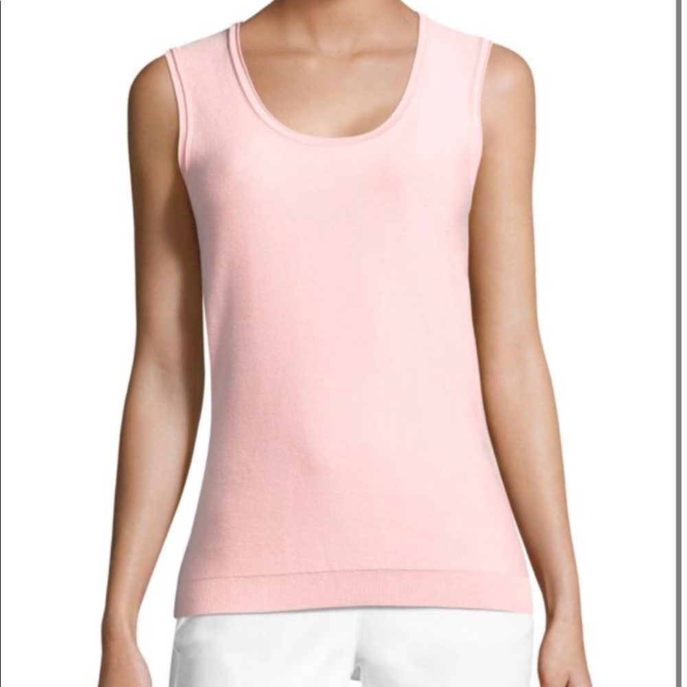 St. John Splash Birdseye Knit Tank Top Blush